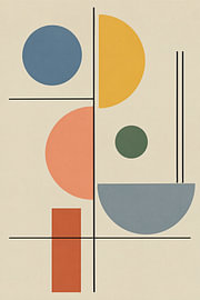 Kunstwerk im Bauhaus-Stil, geometrisch, farbenfroh von STUDIO ARTSY