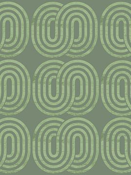 Retro vintage geometry on green by Mad Dog Art