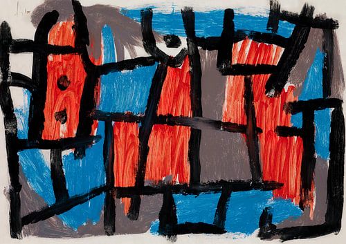 The Hour Before One Night by Paul Klee. Red, blue, grey abstract painting by Dina Dankers