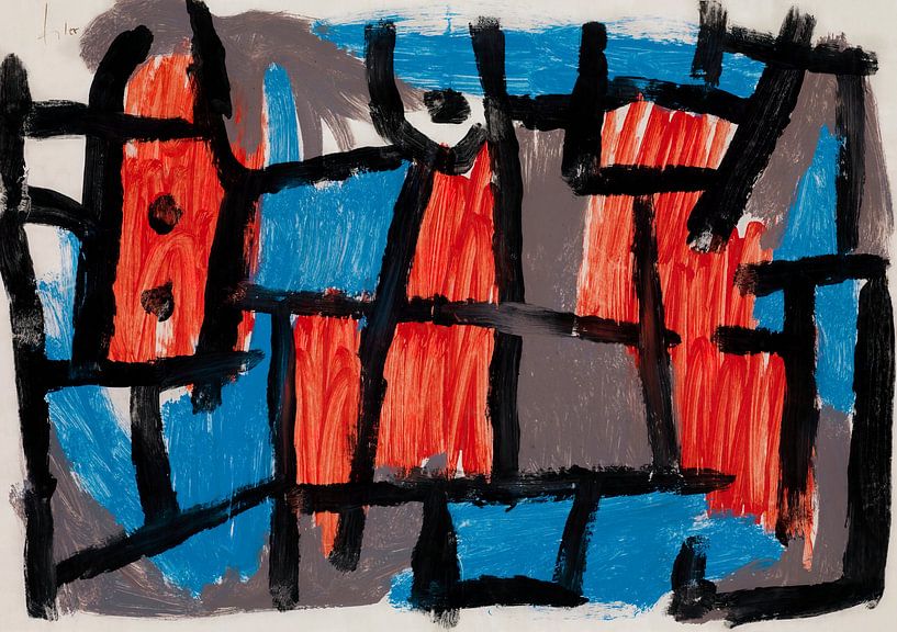 The Hour Before One Night by Paul Klee. Red, blue, grey abstract painting by Dina Dankers