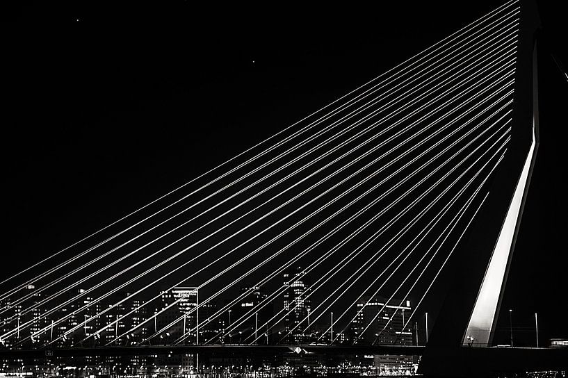 Skyline Rotterdam Erasmusbrug bij Nacht by Brian Morgan