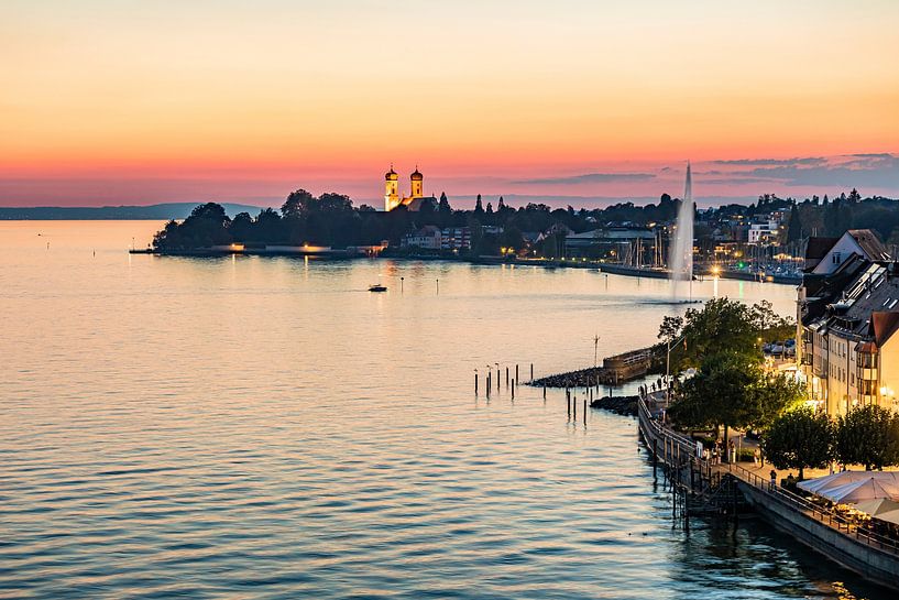 Friedrichshafen with the waterfront promenade in the evening by Werner Dieterich