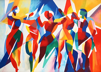 Dynamische Beweging Dansers in Levendige Sculpturen