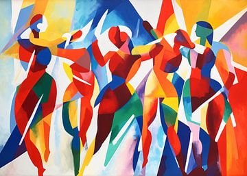 Dynamische Beweging Dansers in Levendige Sculpturen van Color Square