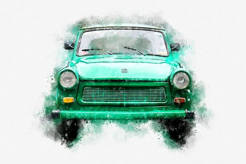 Trabant 601 S Trabi Oldtimer DDR Watercolor