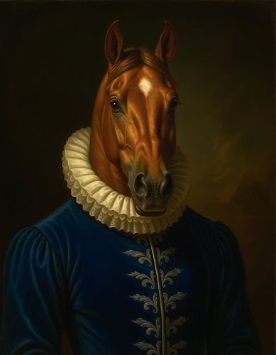Paard portret renaissance — aristocratisch dierenportret woonkamer