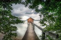 Romantic jetty with boathouse on a lake in Bavaria by Voss Fine Art Fotografie thumbnail
