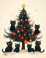 Festliche Katzen und der Weihnachtsbaum