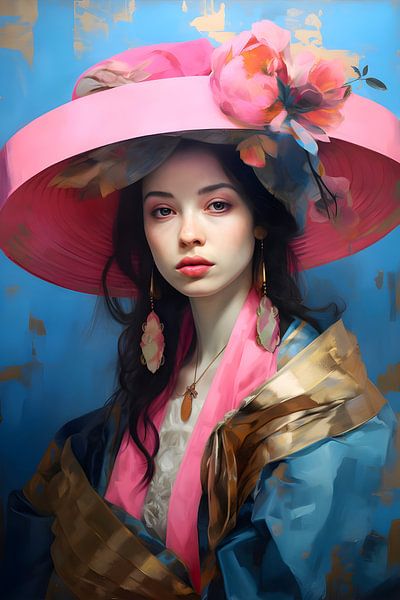 Beautiful Woman With Pink Hat by But First Framing