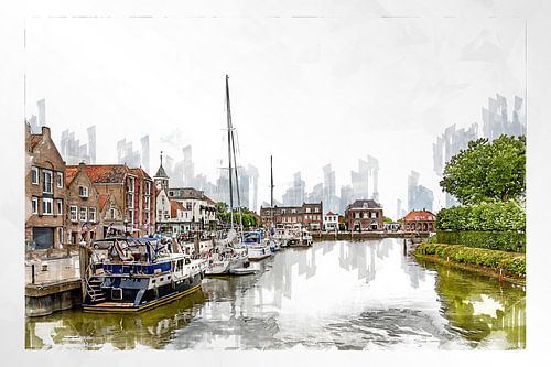 Inner harbour in Willemstad (Brabant) (art)