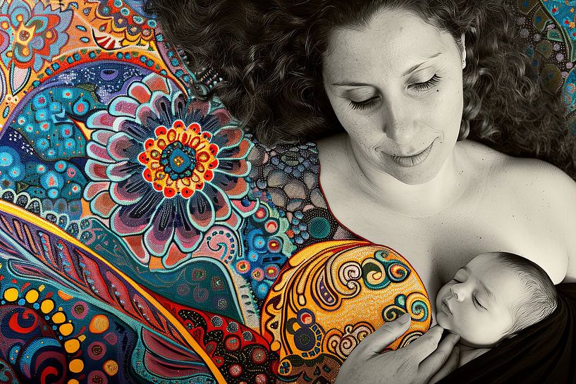 portrait fictif numérique femme et enfant par Egon Zitter