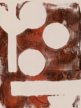 Terra en crème. Minimalistische abstracte kunst. Groei. van Dina Dankers
