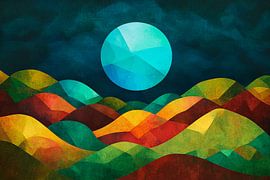 Colourful hills under the moonlight by Poster Art Shop