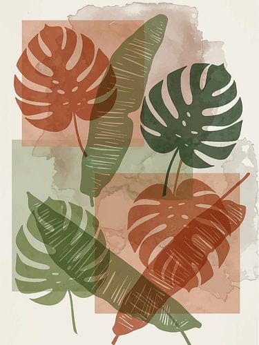 Modern Monstera Abstract Botanical Tropical Print