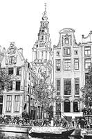 Pen Watercolor Drawing Kloveniersburgwal 50 Amsterdam view