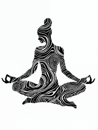 Yoga lijntekeningen in zwart-wit