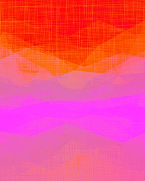 Brouillard matinal un pop art moderne expressionniste en rouge rose sur FRESH Fine Art