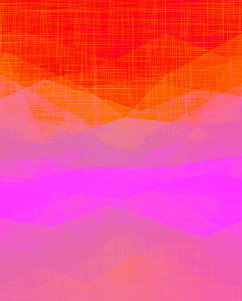 Morning Mist een moderne pop-art expressionist in roodroze van FRESH Fine Art