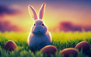 Osterhase im Gras Illustration