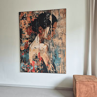 Klantfoto: Vrouw in Goud | Goud van Blikvanger Schilderijen, als ArtFrame