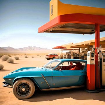 Das Auto an der Retro-Tankstelle von Gert-Jan Siesling