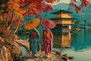 malerisches Japan Geisha's im Garten