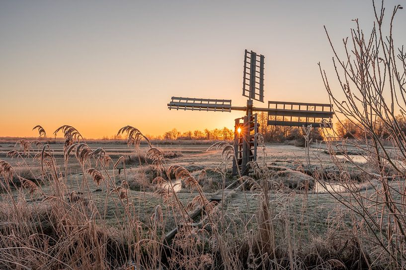 Des rayons de soleil à travers les voiles d'un moulin par Dafne Vos