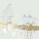 Botanische planten 18 . Gras  en planten in pastel kleuren met gouden abstracte penseelstreken van Dina Dankers thumbnail