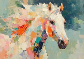 Cheval blanc aux couleurs vives sur Niklas Maximilian
