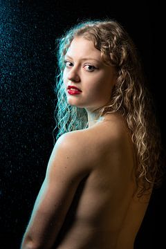 Sensual studio Portrait of a 21 year old white blonde woman with