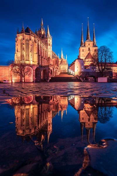 Erfurt in de avond van Martin Wasilewski