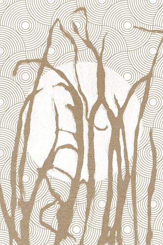 Ikigai. L'herbe et la lune. Art zen abstrait et minimaliste. Style japonais dans des teintes te