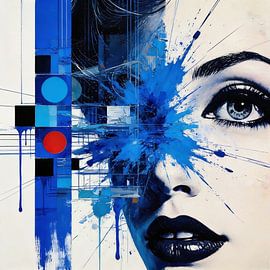 Fragment bleu — Visage à demi dissimulé et texturé sur ART AKON