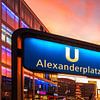 Alexanderplatz subway station with television tower in the sunset by Frank Herrmann