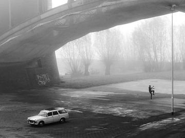 Schwarz-Weiß-Straßenbild Nimwegen von Rutger van Loo