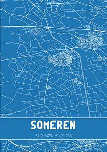 Blauwdruk | Landkaart | Someren (Noord-Brabant) van Rezona