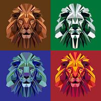 Lion in four colours