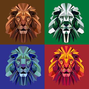 Leeuw in vier kleuren van Robin van Steen