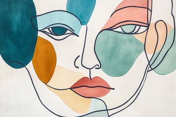 Illustration moderne du visage avec des couleurs sur Poster Art Shop