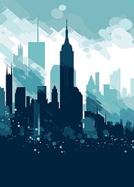 Urban Blue Haze Skyline by Art Kingdom