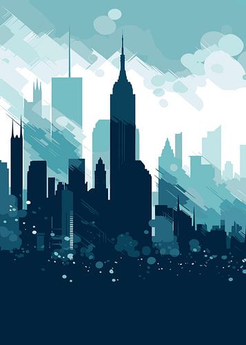 Urban Blauwe Haze Skyline