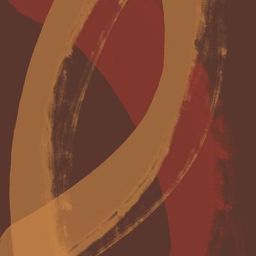 Abstract lines and shapes in gold, dark red and brown by Dina Dankers
