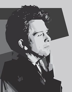 Peter Brian Gabriel zwart-wit WPAP van SW Artwork