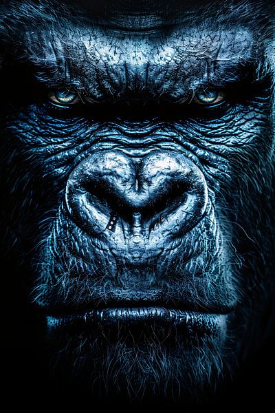 Gorilla with an intense blue gaze by Imperial Art House