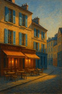 Paris Café in der Morgendämmerung - Montmartre Gelassenheit