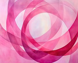 Pink Flow | Fließende rosa und weiße Kreise von Moderne Kollektion