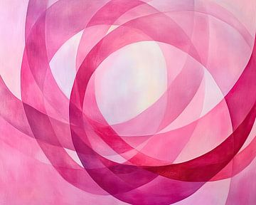 Roze Vloei | Vloeiende Roze en Witte Cirkels van Modern Collection