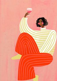 Illustration einer Frau mit WeinIllustration einer Frau mit Wein von Resin Std