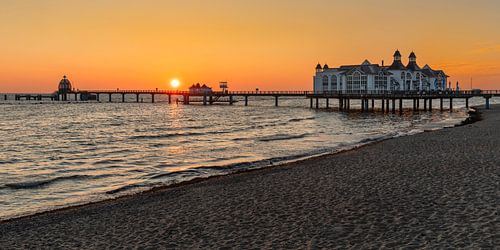 Pier on Sellin beach at sunrise