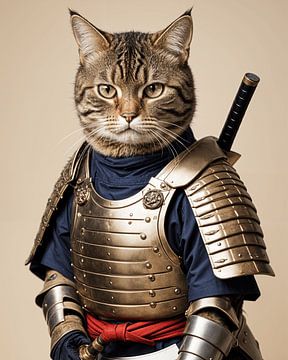 Feline Samurai, Warrior Cat in traditioneel harnas van Fukuro Creative